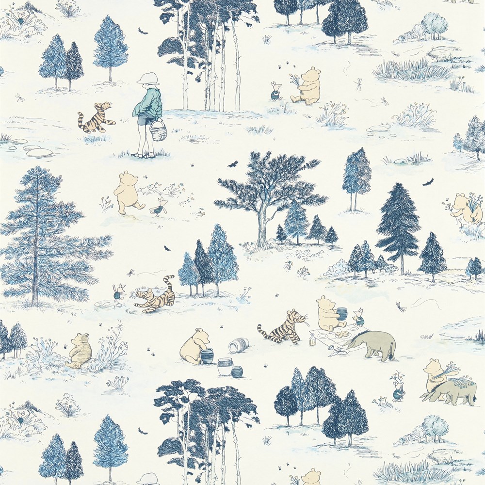 Winnie The Pooh Wallpaper 217281 by Disney Home x Sanderson in Bonbon Blue